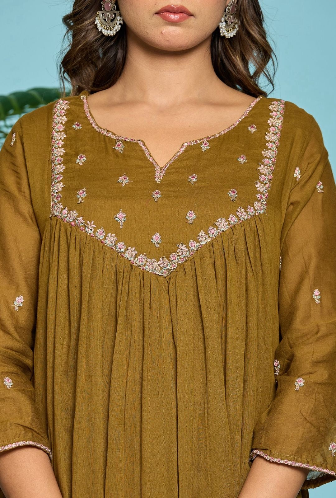 Mul Cotton Embroidered Kurta Set with Dupatta