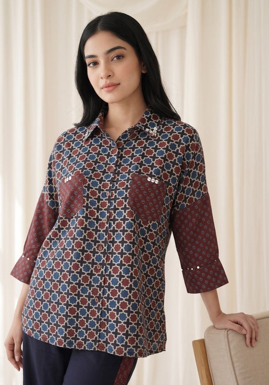 Geometric Print Oversized Co-Ord Set