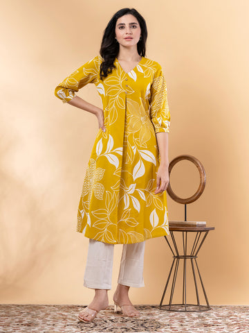 Golden Petal A-Line Kurta Set