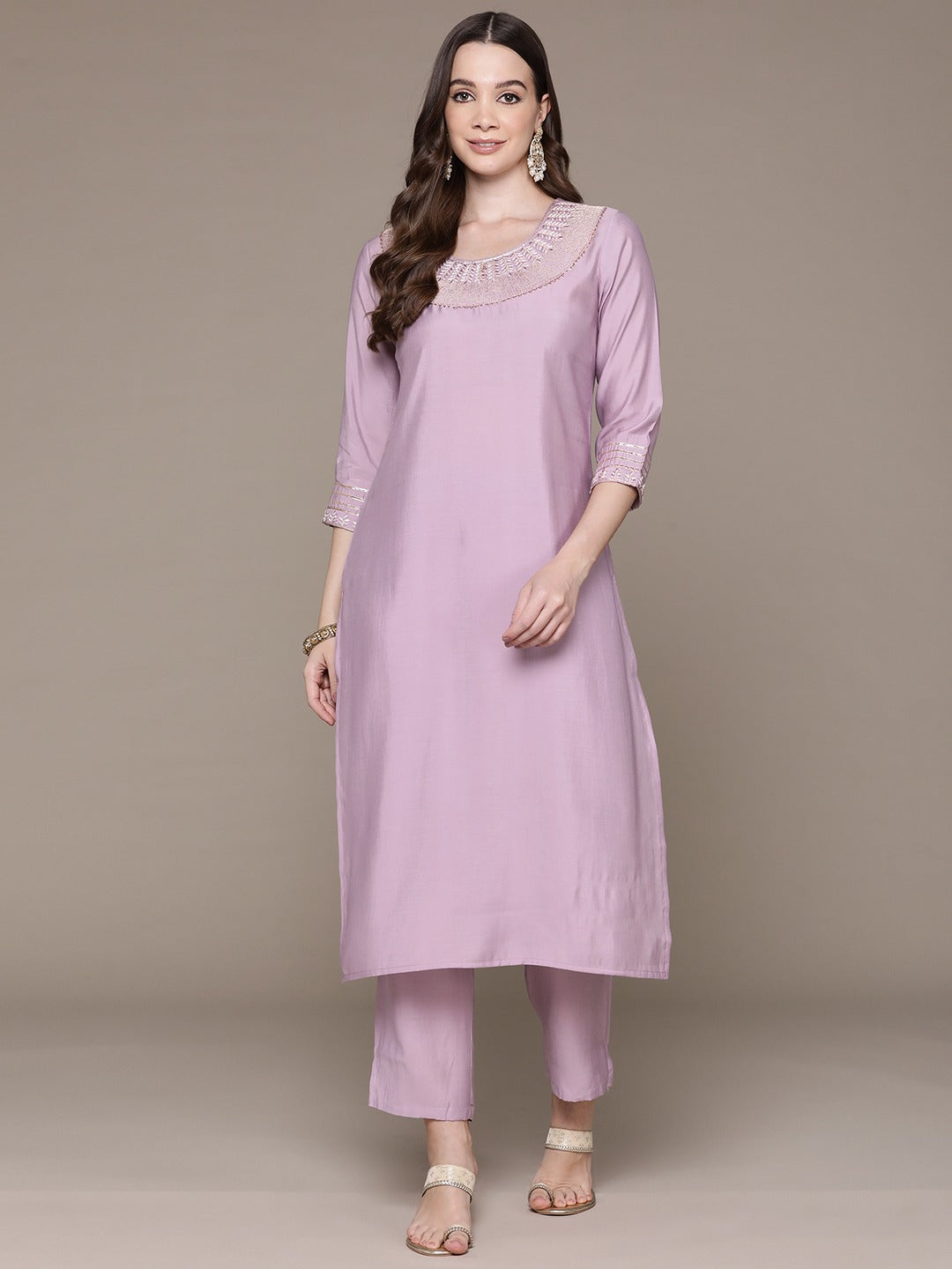 Lilac Luxe Roman Silk Kurta Set