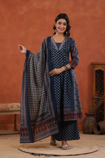 3-piece cotton kurta palazzo set
