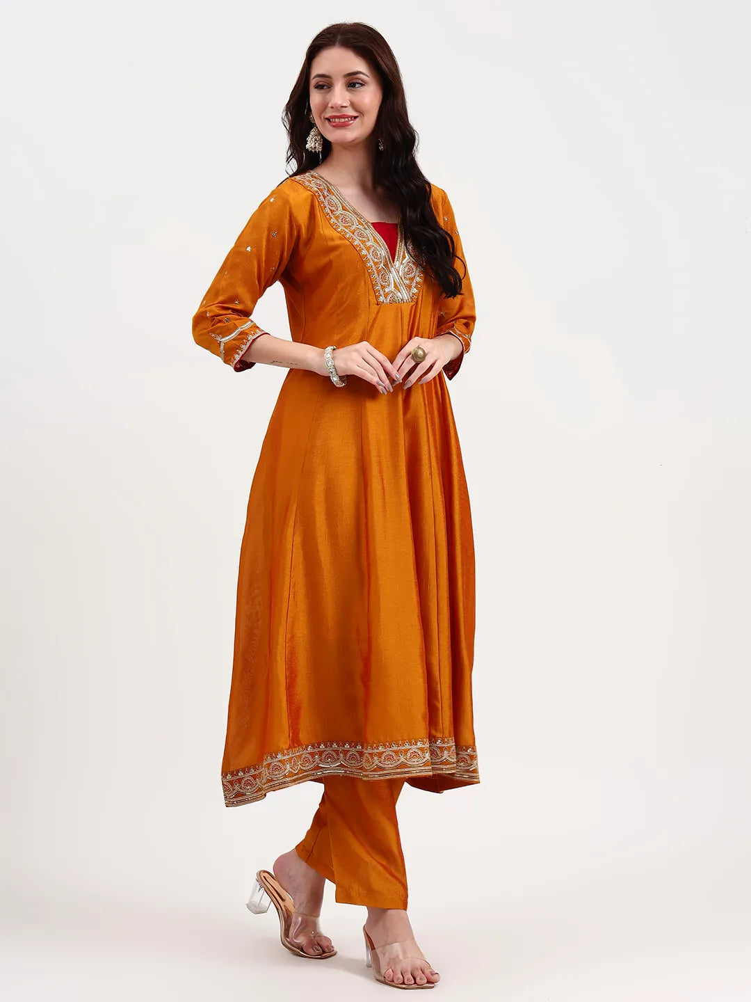 Scarlet Majesty – Muslin Silk Anarkali Set