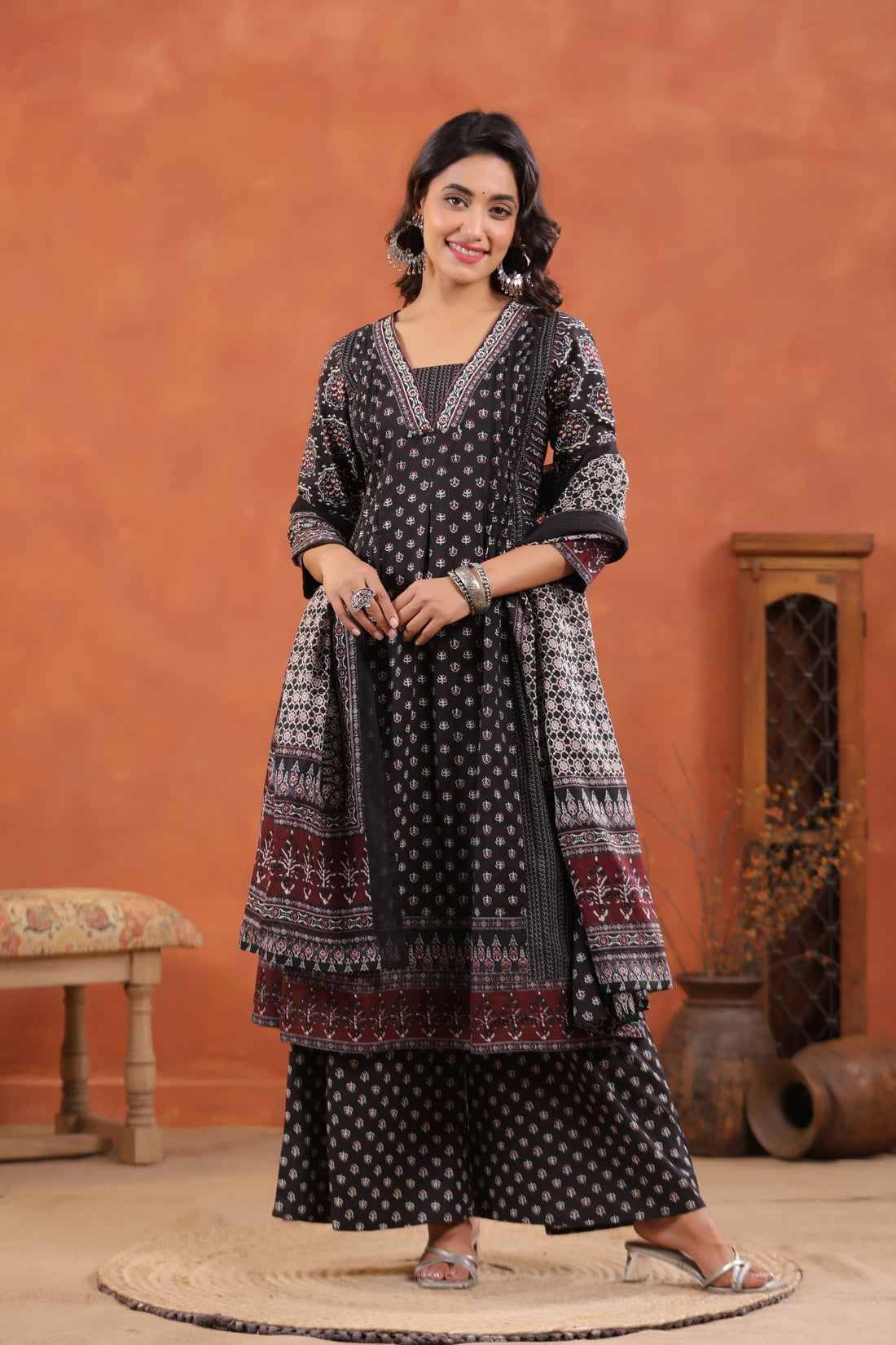 3-piece cotton kurta palazzo set