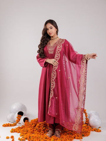 Ruby Radiance Anarkali Set