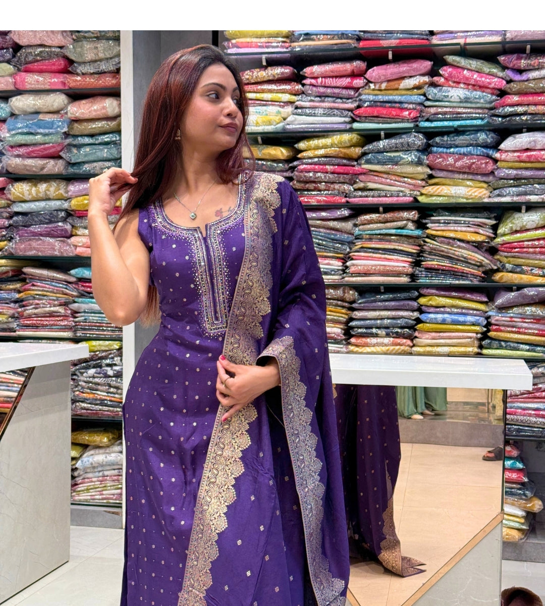 Regal Radiance Purple Silk Set