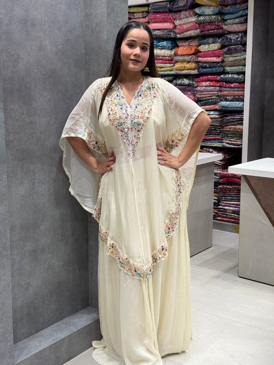Ethereal Grace Georgette Silk Kaftan Set
