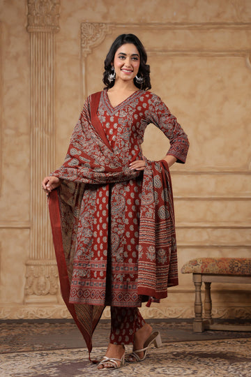 Regal Grace Cotton Anarkali Set