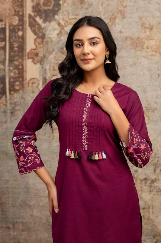 Ethereal Grace Embroidered Cotton Kurta Set