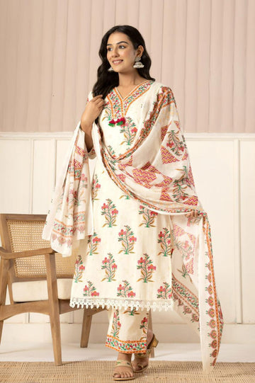 Red Cotton Suit Set