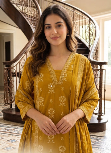 Yellow Premium Pure Cotton Set