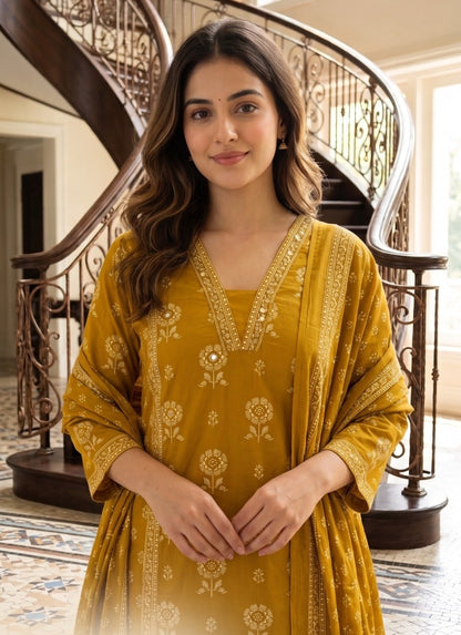 Yellow Premium Pure Cotton Set