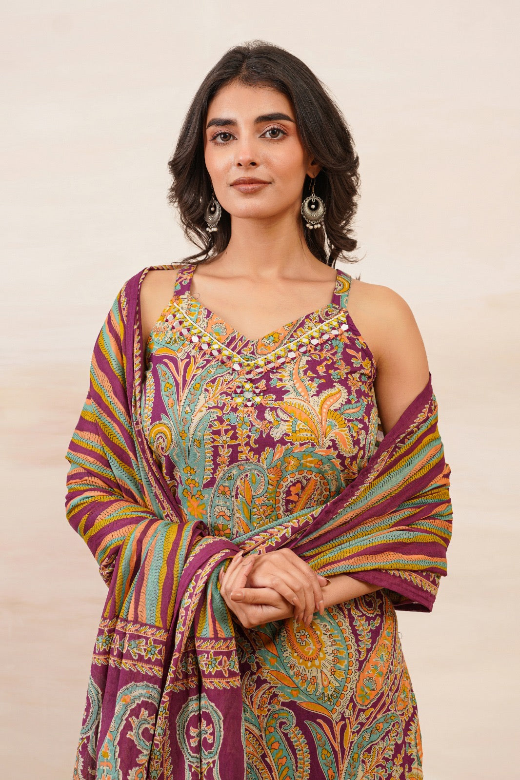 Vintage Plum Cotton Kurta Set