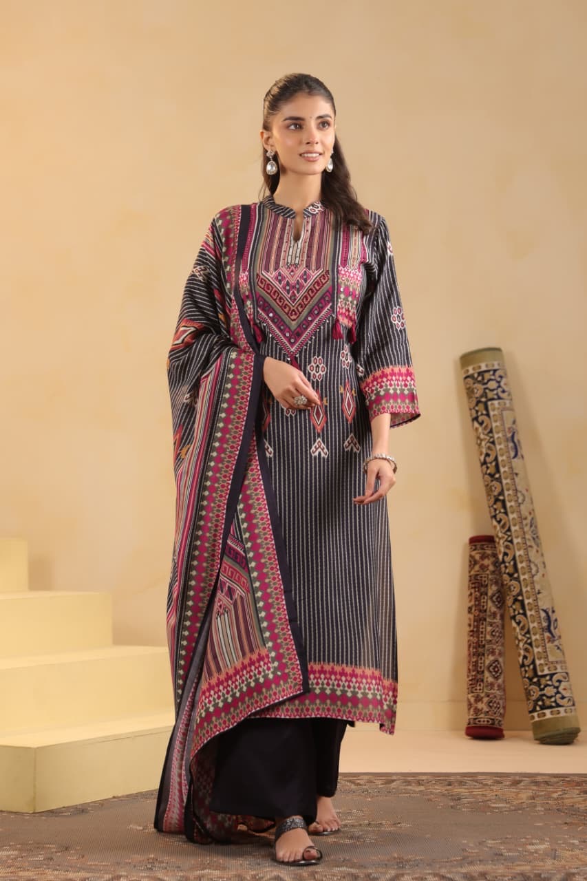 Midnight Onyx Pure Cotton Tribal Motif Set