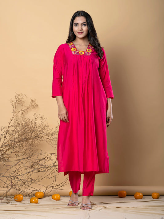 Fuchsia Ember Kurta Set