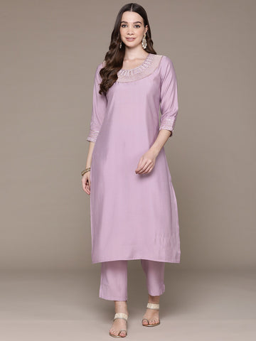 Lilac Luxe Roman Silk Kurta Set