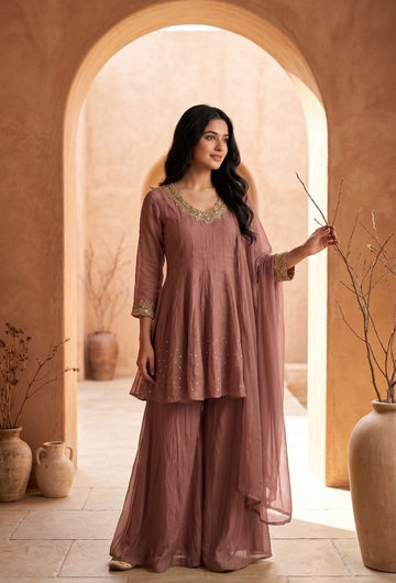 Short Anarkali-style Plazo Set