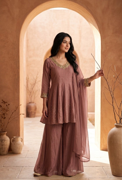Short Anarkali-style Plazo Set