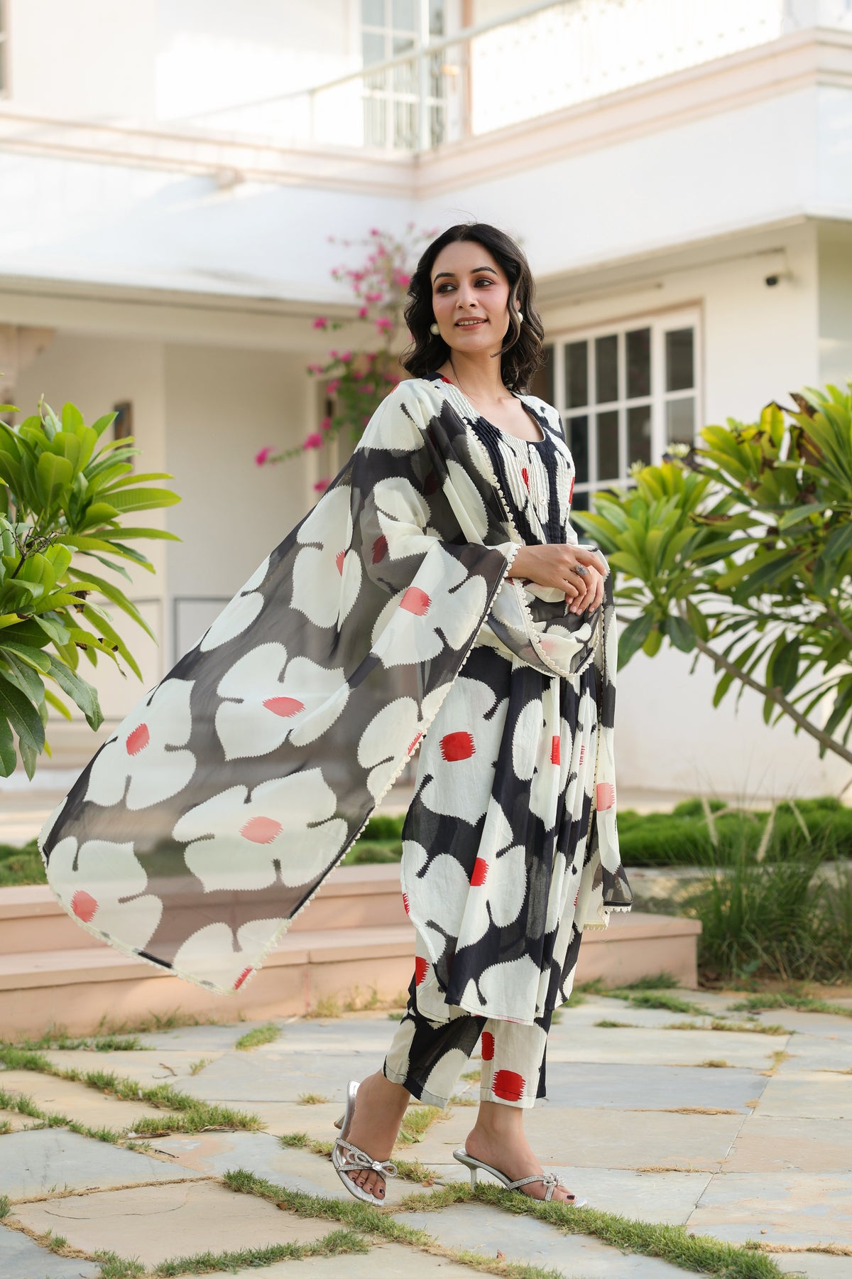 Ecru Essence – Printed 3-Pc Pure Cotton Kurta Set