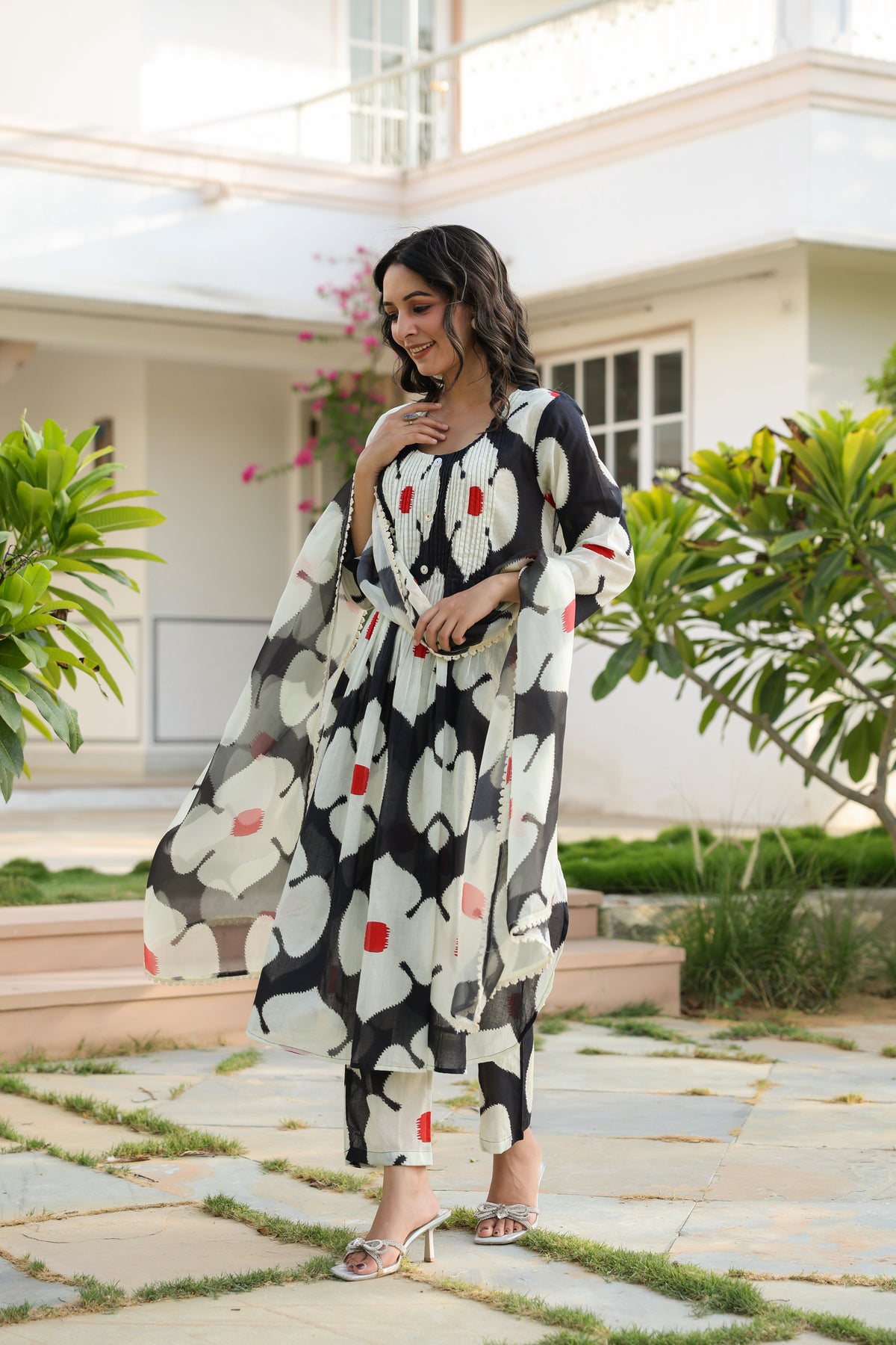 Ecru Essence – Printed 3-Pc Pure Cotton Kurta Set