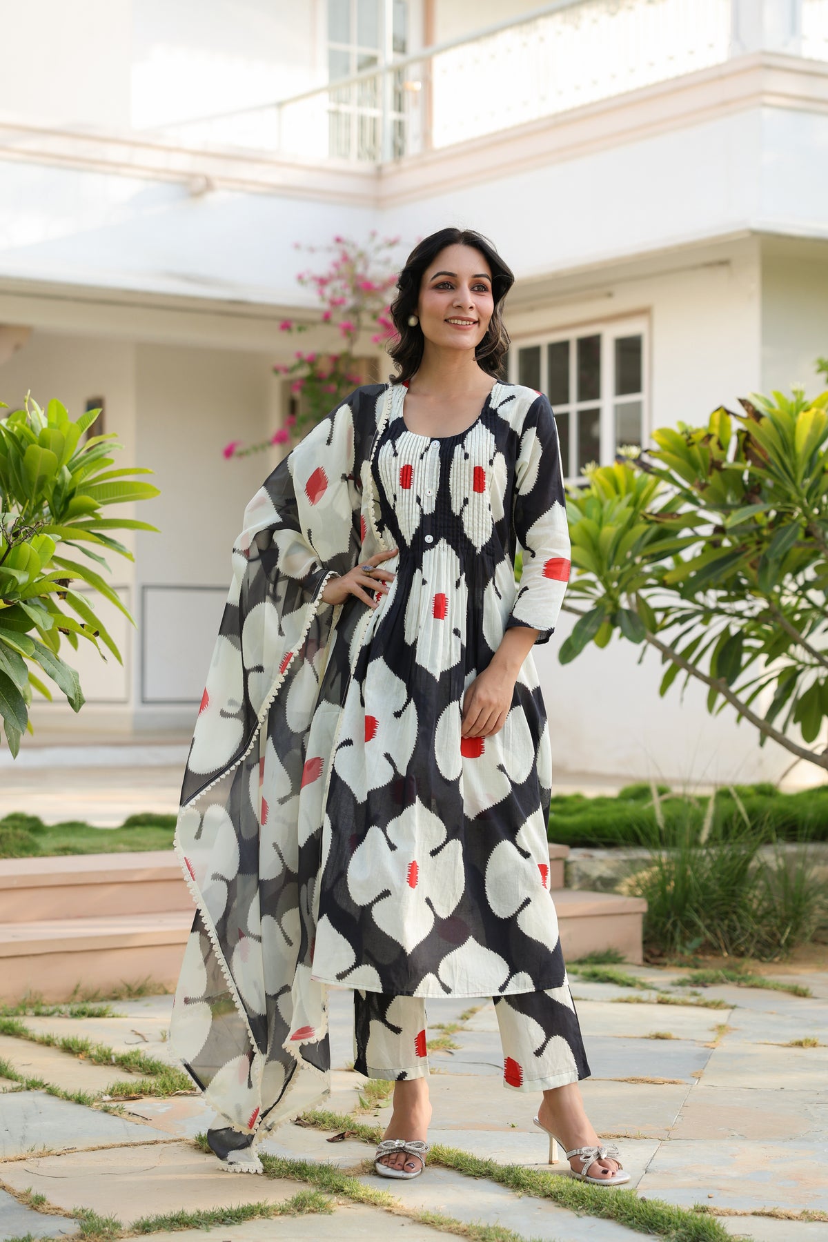 Ecru Essence – Printed 3-Pc Pure Cotton Kurta Set