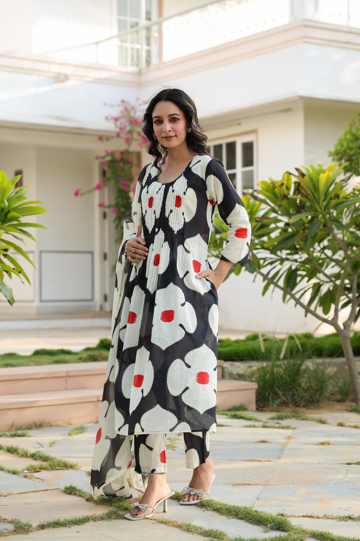 Ecru Essence – Printed 3-Pc Pure Cotton Kurta Set