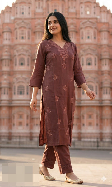 Plus Size Dusty Rose Kurta Set