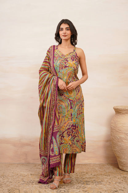 Vintage Plum Cotton Kurta Set