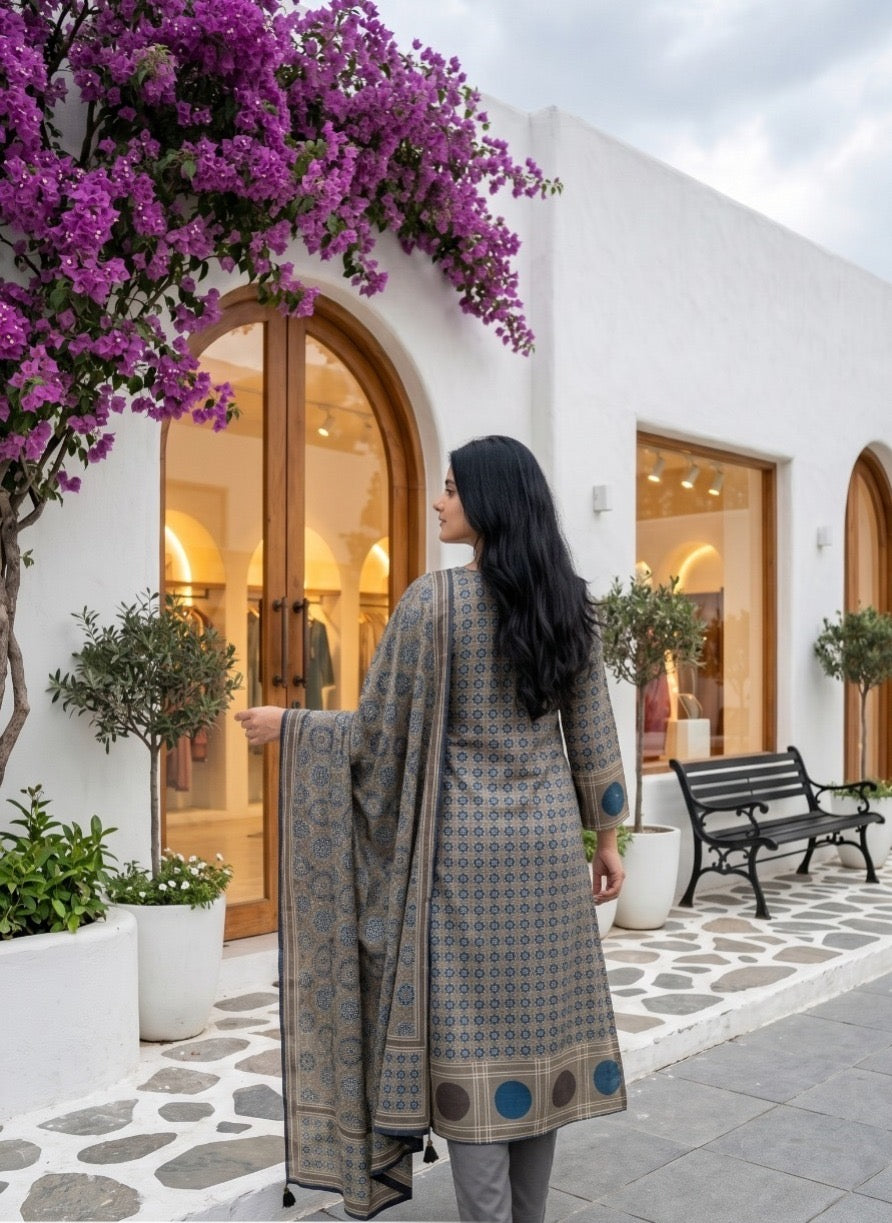 Printed Muslin Silk Set