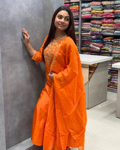 Tangerine Glow Silk Crepe Ensemble