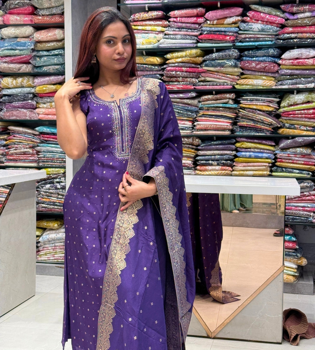 Regal Radiance Purple Silk Set