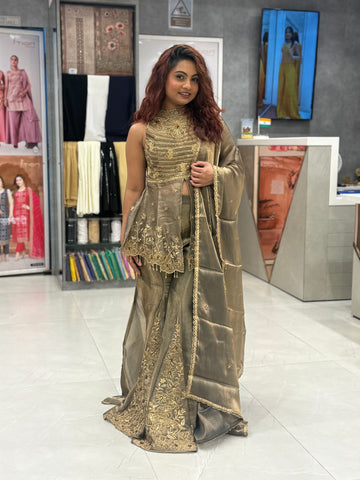 Halter Neck  Tissue Shimmer Silk Set