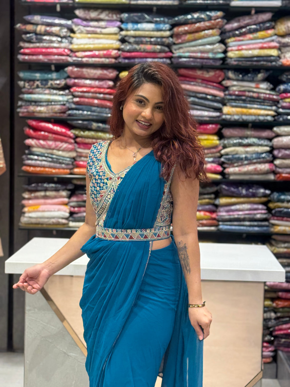 Firoji Pre Drape Sare