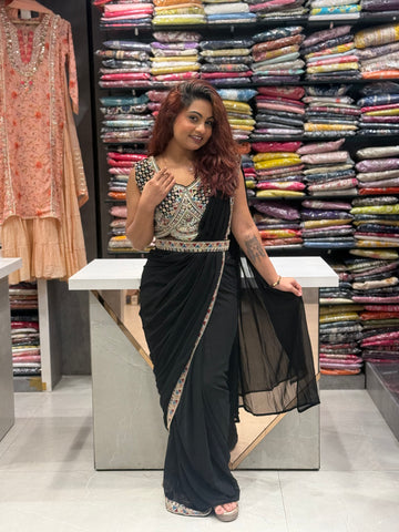 Black Pre Drape Sare