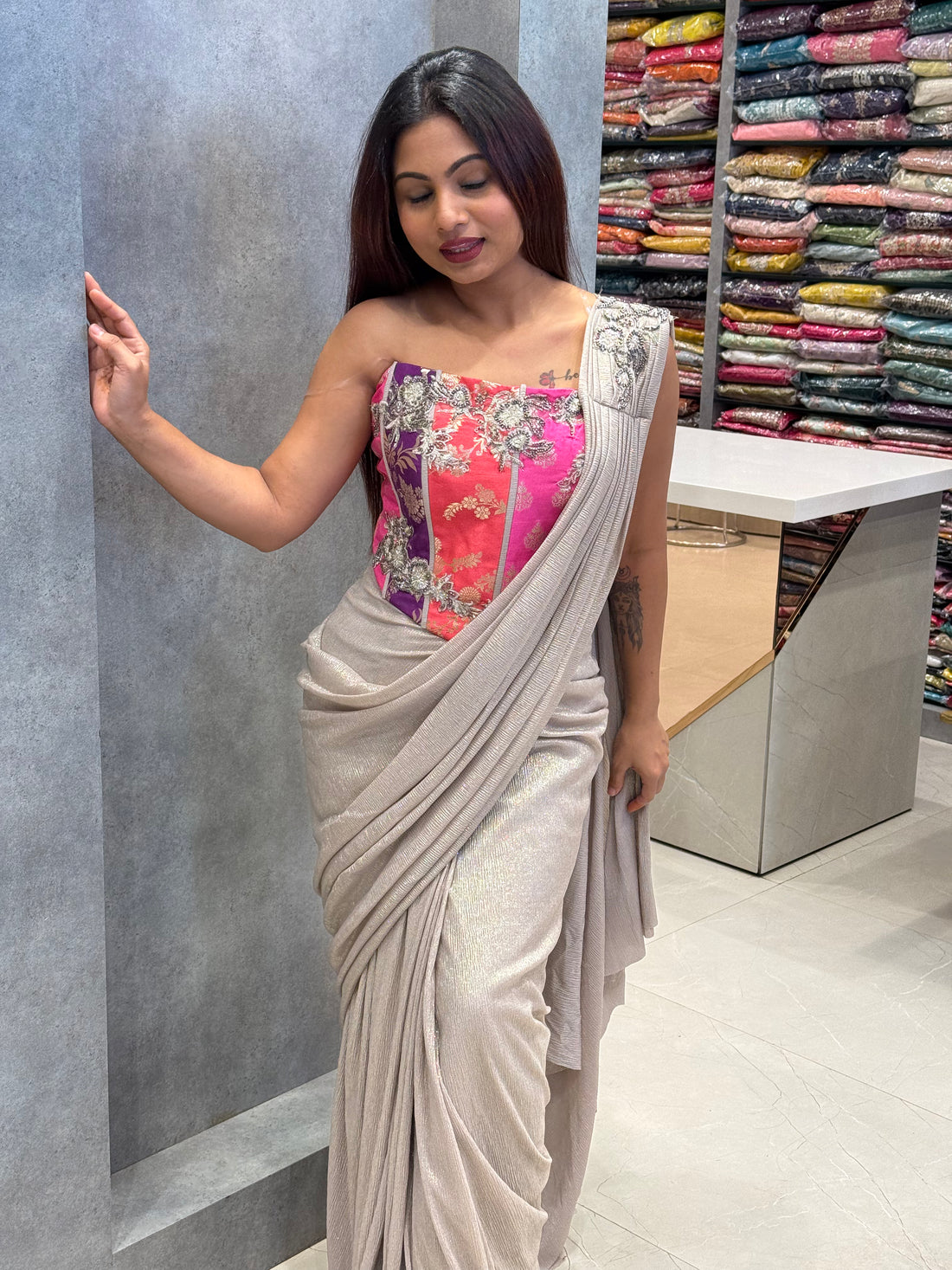 Luxe Radiance Pre-Draped Saree Set