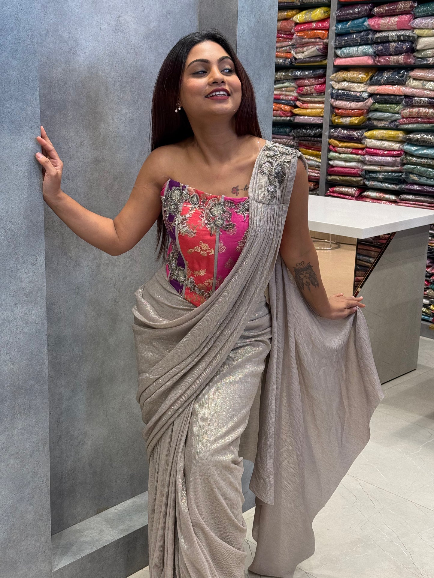 Luxe Radiance Pre-Draped Saree Set