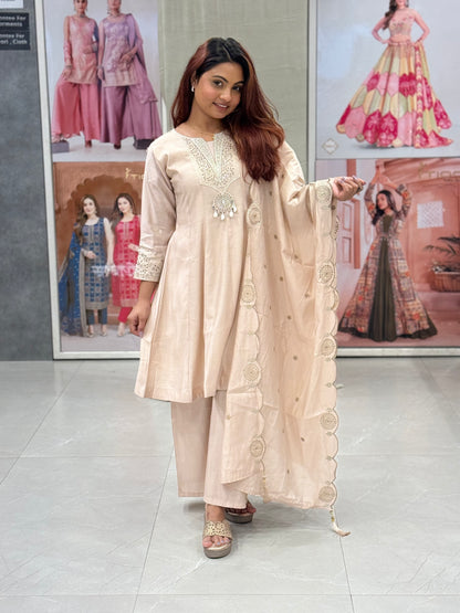 Cream- Kiran Short Kurta Plazo Set