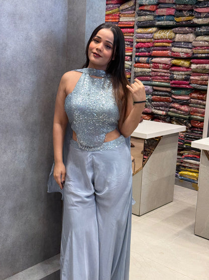 Icy Blue Sequin Fusion Co-ord Set