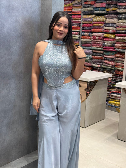 Icy Blue Sequin Fusion Co-ord Set