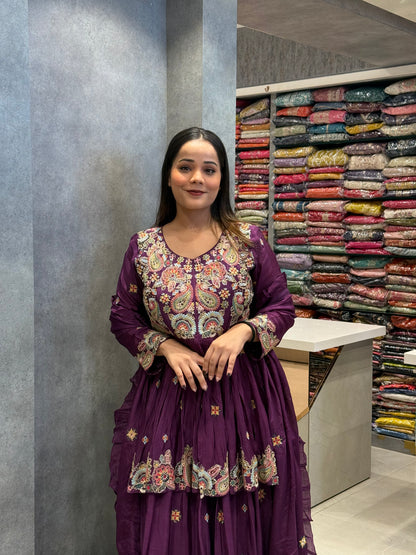 The Empress Plum Paisley Silk Skirt Set
