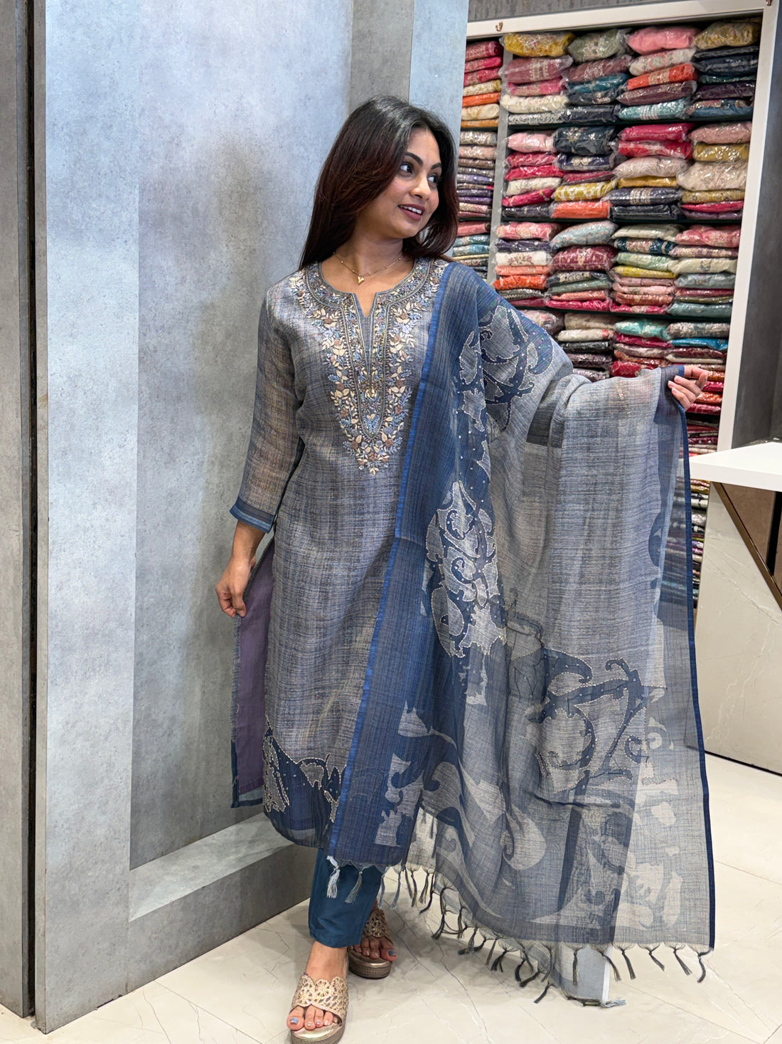 The Midnight Teal & Copper Jute Silk Ensemble