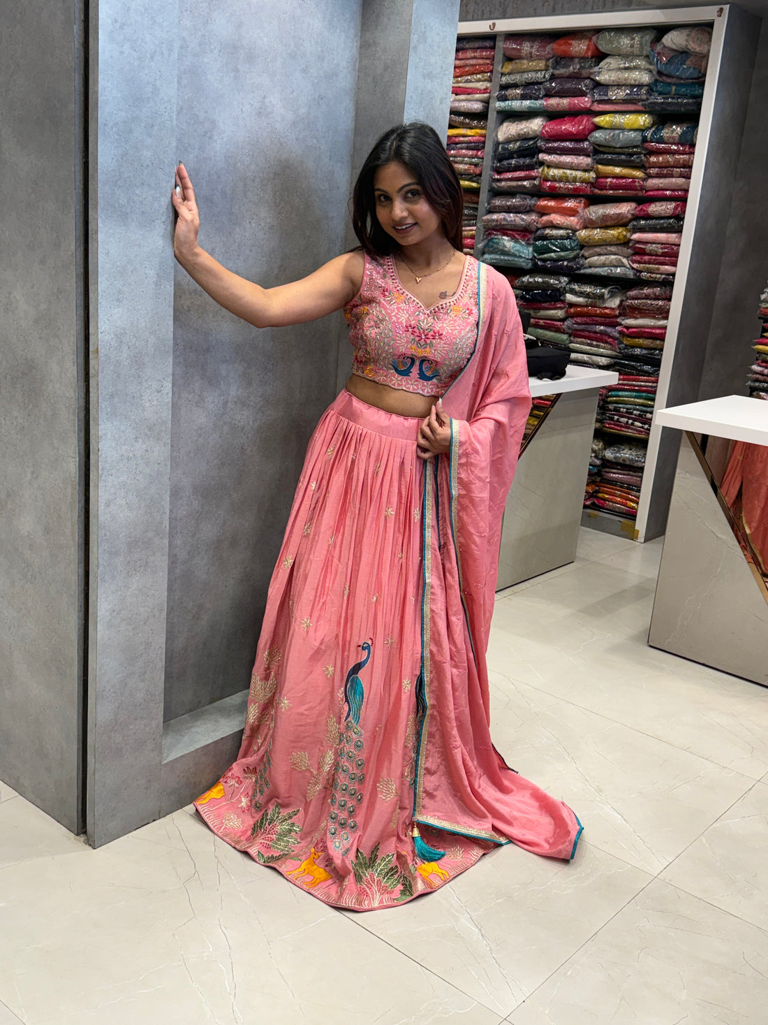 Morni Rose Silk Lehenga Set