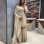 Champagne Shimmer Silk Sharara Set