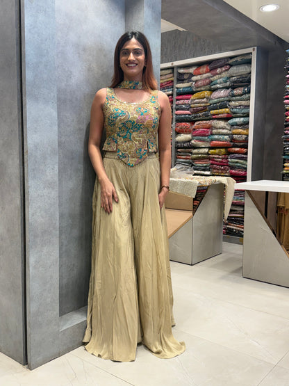 Heer Embroidered Corset & Silk Palazzo Set