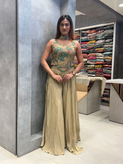 Heer Embroidered Corset & Silk Palazzo Set