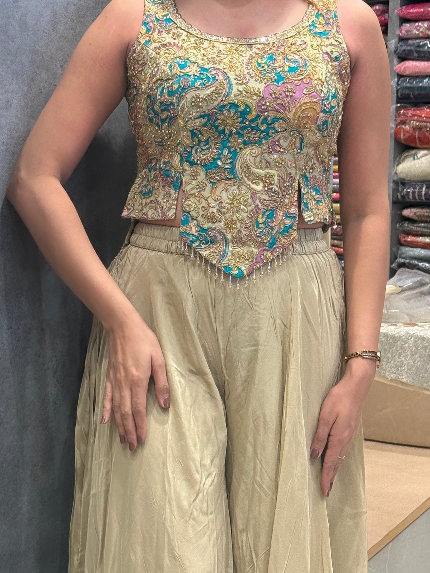 Heer Embroidered Corset & Silk Palazzo Set
