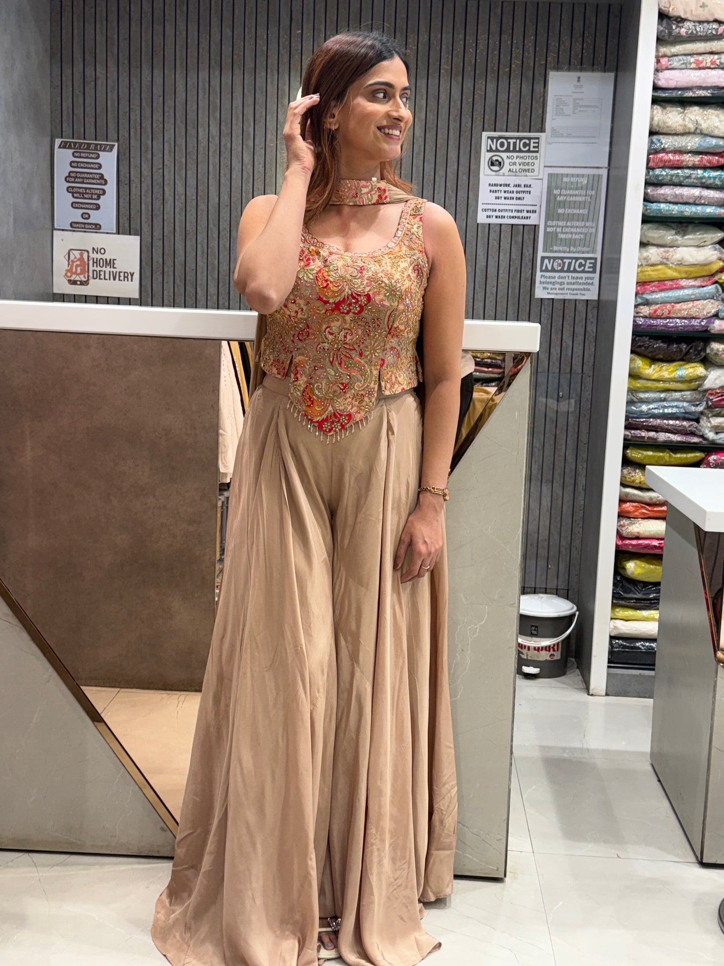 Heer Embroidered Corset & Silk Palazzo Set