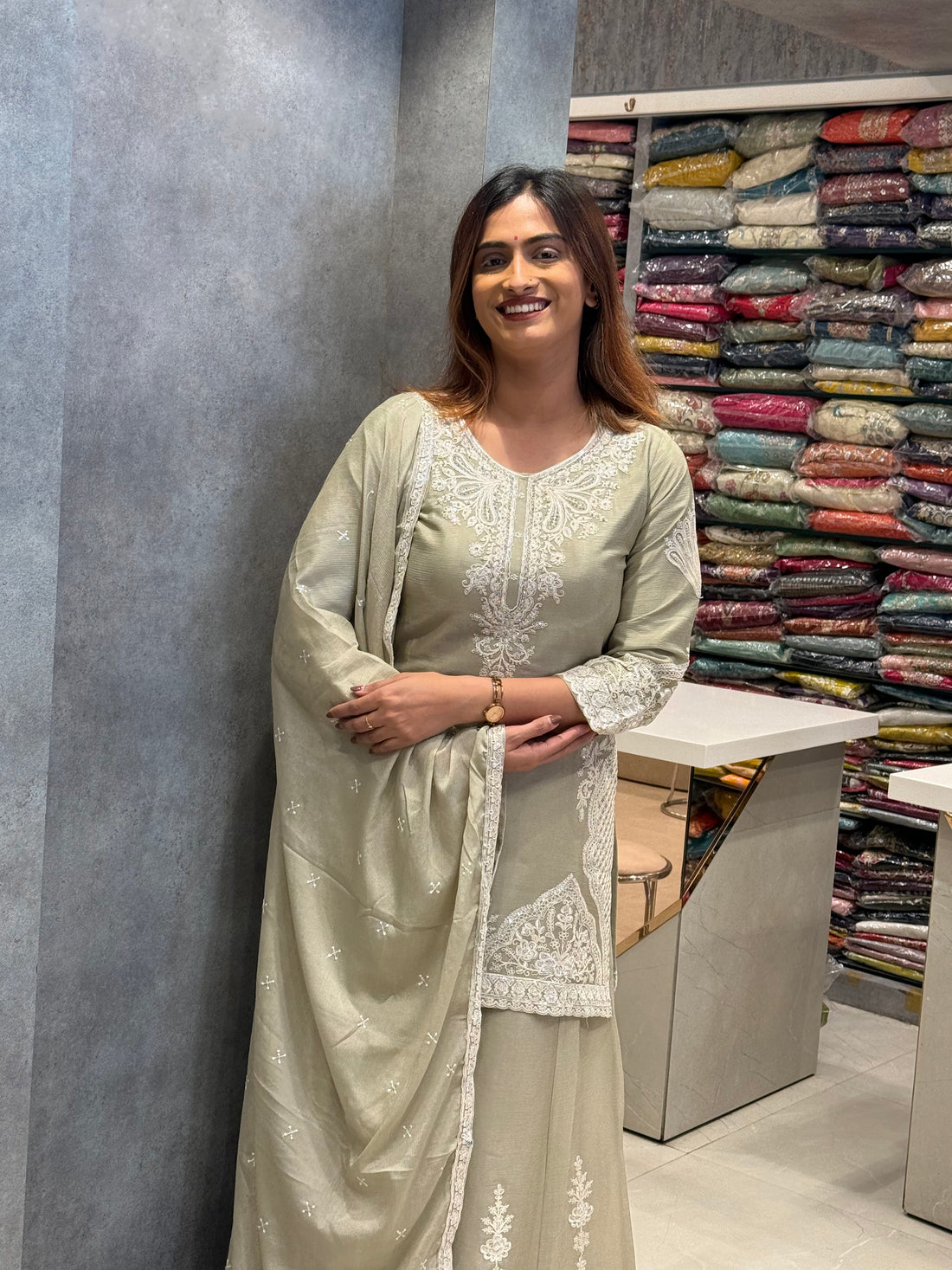 Sage green Indo Western