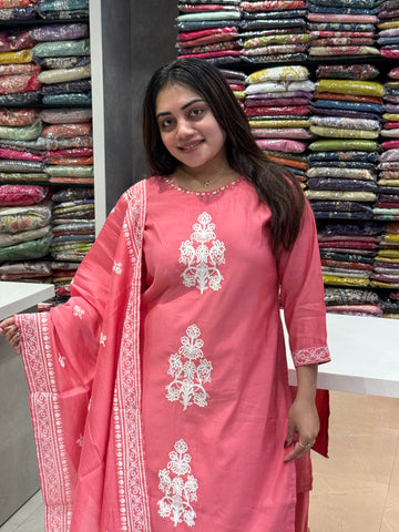 Muskan Muslin Silk Set Pink