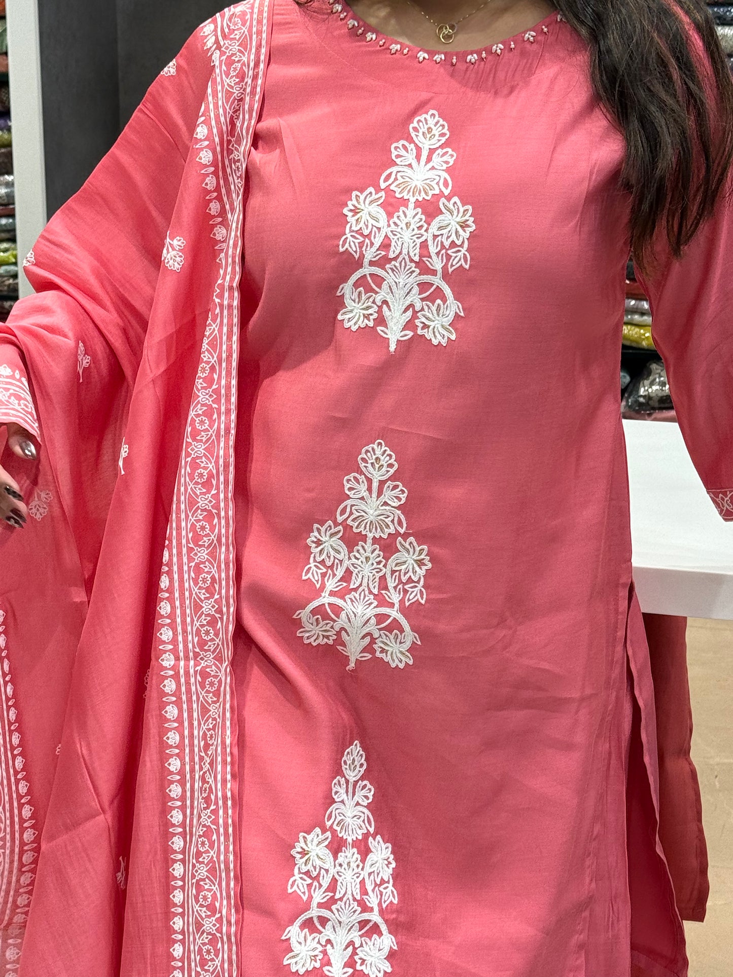 Muskan Muslin Silk Set Pink