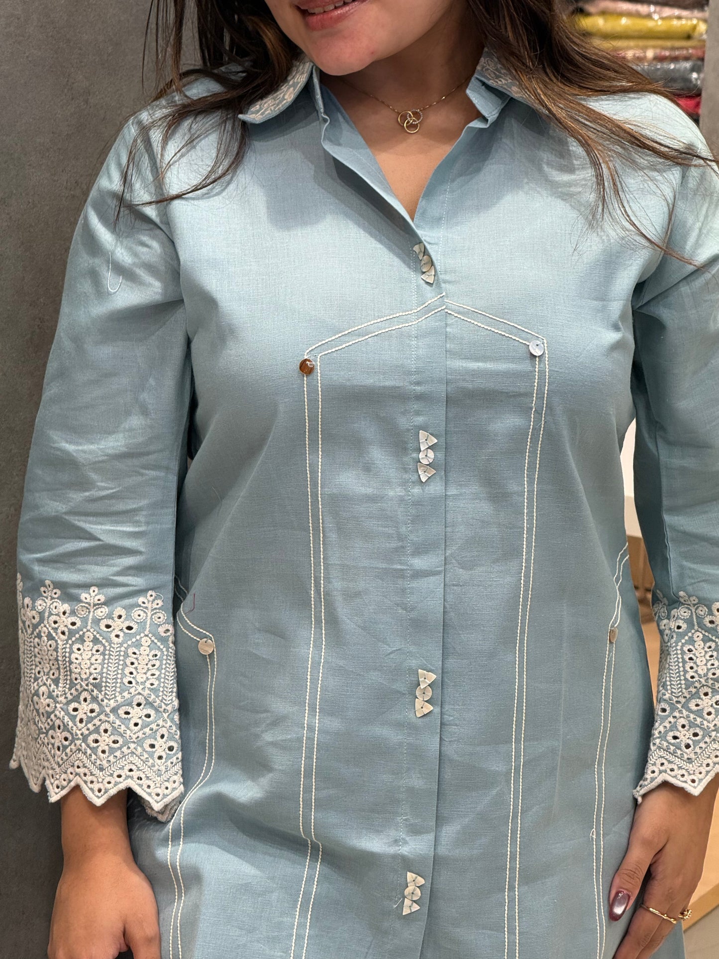 Akash Powder Blue Cord Set
